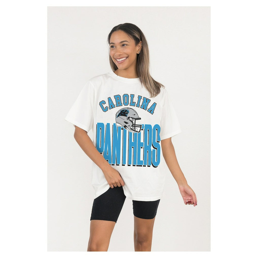 Carolina Panthers Gameday Couture Women's Oversized Classic Fierce Focus T-Shirt - White T-shirts