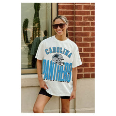 Carolina Panthers Gameday Couture Women's Oversized Classic Fierce Focus T-Shirt - White T-shirts