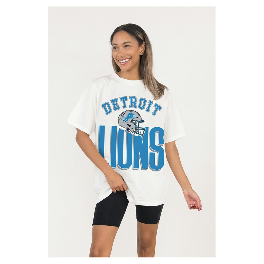Detroit Lions Gameday Couture Women's Oversized Classic Fierce Focus T-Shirt - White T-shirts