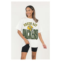 Green Bay Packers Gameday Couture Women's Oversized Classic Fierce Focus T-Shirt - White T-shirts