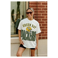 Green Bay Packers Gameday Couture Women's Oversized Classic Fierce Focus T-Shirt - White T-shirts
