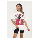 Atlanta Falcons Gameday Couture Women's Oversized Classic Fierce Focus T-Shirt - White T-shirts