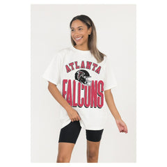 Atlanta Falcons Gameday Couture Women's Oversized Classic Fierce Focus T-Shirt - White T-shirts