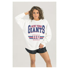 New York Giants Gameday Couture Women's Swift Strike Premium Oversized Fleece Pullover Sweatshirt - White Pullover