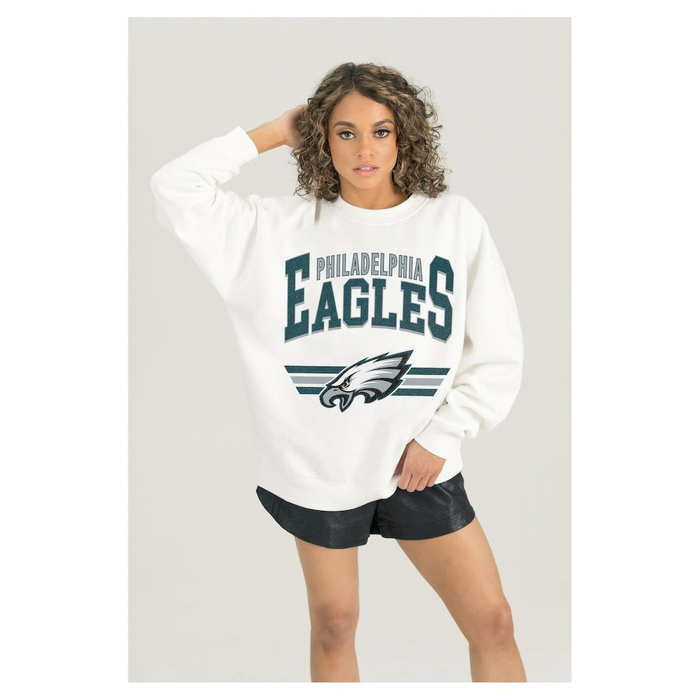 Philadelphia Eagles Gameday Couture Women's Swift Strike Premium Oversized Fleece Pullover Sweatshirt - White Pullover