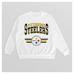Pittsburgh Steelers Gameday Couture Women's Swift Strike Premium Oversized Fleece Pullover Sweatshirt - White Pullover