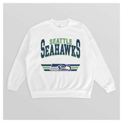Seattle Seahawks Gameday Couture Women's Swift Strike Premium Oversized Fleece Pullover Sweatshirt - White Pullover