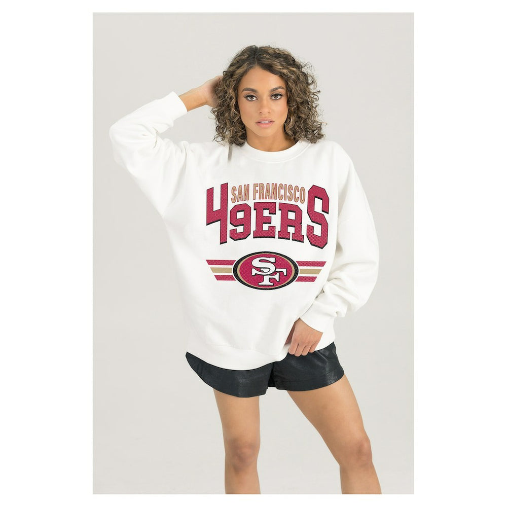 San Francisco 49ers Gameday Couture Women's Swift Strike Premium Oversized Fleece Pullover Sweatshirt - White Pullover