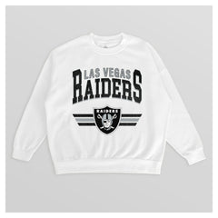 Las Vegas Raiders Gameday Couture Women's Swift Strike Premium Oversized Fleece Pullover Sweatshirt - White Pullover