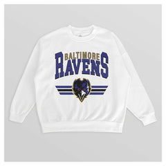 Baltimore Ravens Gameday Couture Women's Swift Strike Premium Oversized Fleece Pullover Sweatshirt - White Pullover