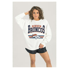 Denver Broncos Gameday Couture Women's Swift Strike Premium Oversized Fleece Pullover Sweatshirt - White Pullover