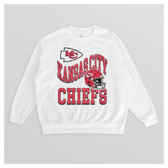 Kansas City Chiefs Gameday Couture Women's Oversized Hard Earned Premium Fleece Pullover Sweatshirt - White Pullover