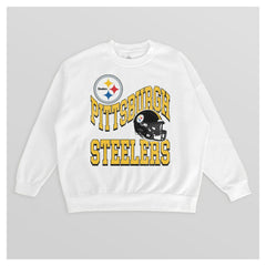 Pittsburgh Steelers Gameday Couture Women's Oversized Hard Earned Premium Fleece Pullover Sweatshirt - White Pullover