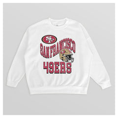 San Francisco 49ers Gameday Couture Women's Oversized Hard Earned Premium Fleece Pullover Sweatshirt - White Pullover