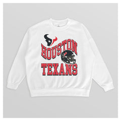 Houston Texans Gameday Couture Women's Oversized Hard Earned Premium Fleece Pullover Sweatshirt - White Pullover