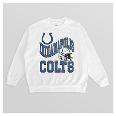 Indianapolis Colts Gameday Couture Women's Oversized Hard Earned Premium Fleece Pullover Sweatshirt - White Pullover