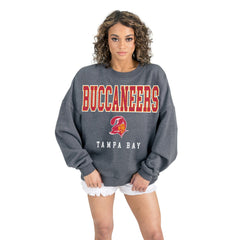Tampa Bay Buccaneers Gameday Couture Women's Bring Your Energy Oversized Premium Fleece Pullover Sweatshirt - Charcoal Pullover