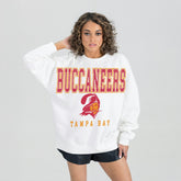 Tampa Bay Buccaneers Gameday Couture Women's Classic Sunday Drives Oversized Premium Fleece Pullover Sweatshirt - White Pullover