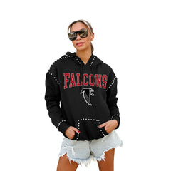 Atlanta Falcons Gameday Couture Women's Studded Pullover Hoodie - Black Hoodies