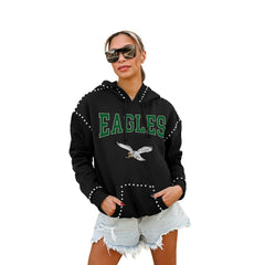 Philadelphia Eagles Gameday Couture Women's Studded Pullover Hoodie - Black Hoodies