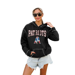 New England Patriots Gameday Couture Women's Studded Pullover Hoodie - Black Hoodies