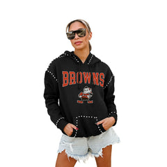 Cleveland Browns Gameday Couture Women's Studded Pullover Hoodie - Black Hoodies