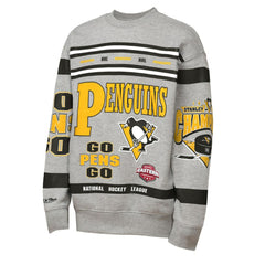 Pittsburgh Penguins Mitchell & Ness Youth Allover Print Fleece Crewneck Sweatshirt - Heather Gray | US 203328815