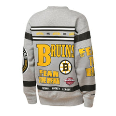 Boston Bruins Mitchell & Ness Youth Allover Print Fleece Crewneck Sweatshirt - Heather Gray | US 203328816