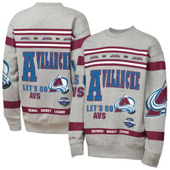 Colorado Avalanche Mitchell & Ness Youth Allover Print Fleece Crewneck Sweatshirt - Heather Gray | US 203328817