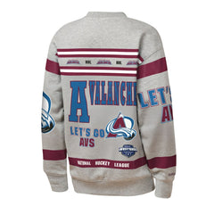 Colorado Avalanche Mitchell & Ness Youth Allover Print Fleece Crewneck Sweatshirt - Heather Gray | US 203328817