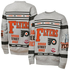 Philadelphia Flyers Mitchell & Ness Youth Allover Print Fleece Crewneck Sweatshirt - Heather Gray | US 203328820