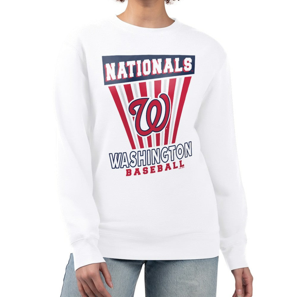 Washington Nationals Starter Women's Poster Print Team Fleece Pullover Sweatshirt - White Pullover