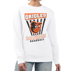 Baltimore Orioles Starter Women's Poster Print Team Fleece Pullover Sweatshirt - White Pullover