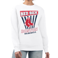 Boston Red Sox Starter Women's Poster Print Team Fleece Pullover Sweatshirt - White Pullover