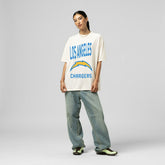 Los Angeles Chargers Women's Logo Rise Boyfriend T-Shirt - Cream T-shirts