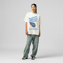 Tennessee Titans Women's Logo Rise Boyfriend T-Shirt - Cream T-shirts
