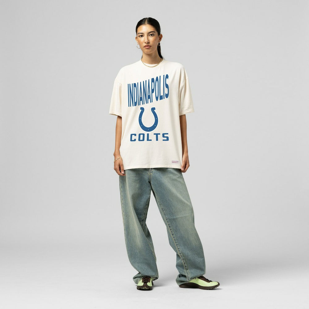 Indianapolis Colts Women's Logo Rise Boyfriend T-Shirt - Cream T-shirts
