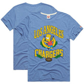 Los Angeles Chargers Homage x The Simpsons Unisex Tri-Blend T-Shirt - Powder Blue T-shirts