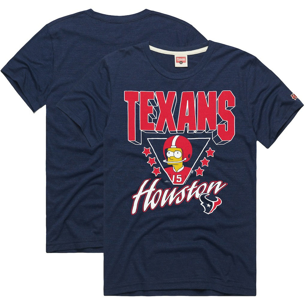 Houston Texans Homage x The Simpsons Unisex Tri-Blend T-Shirt - Navy T-shirts