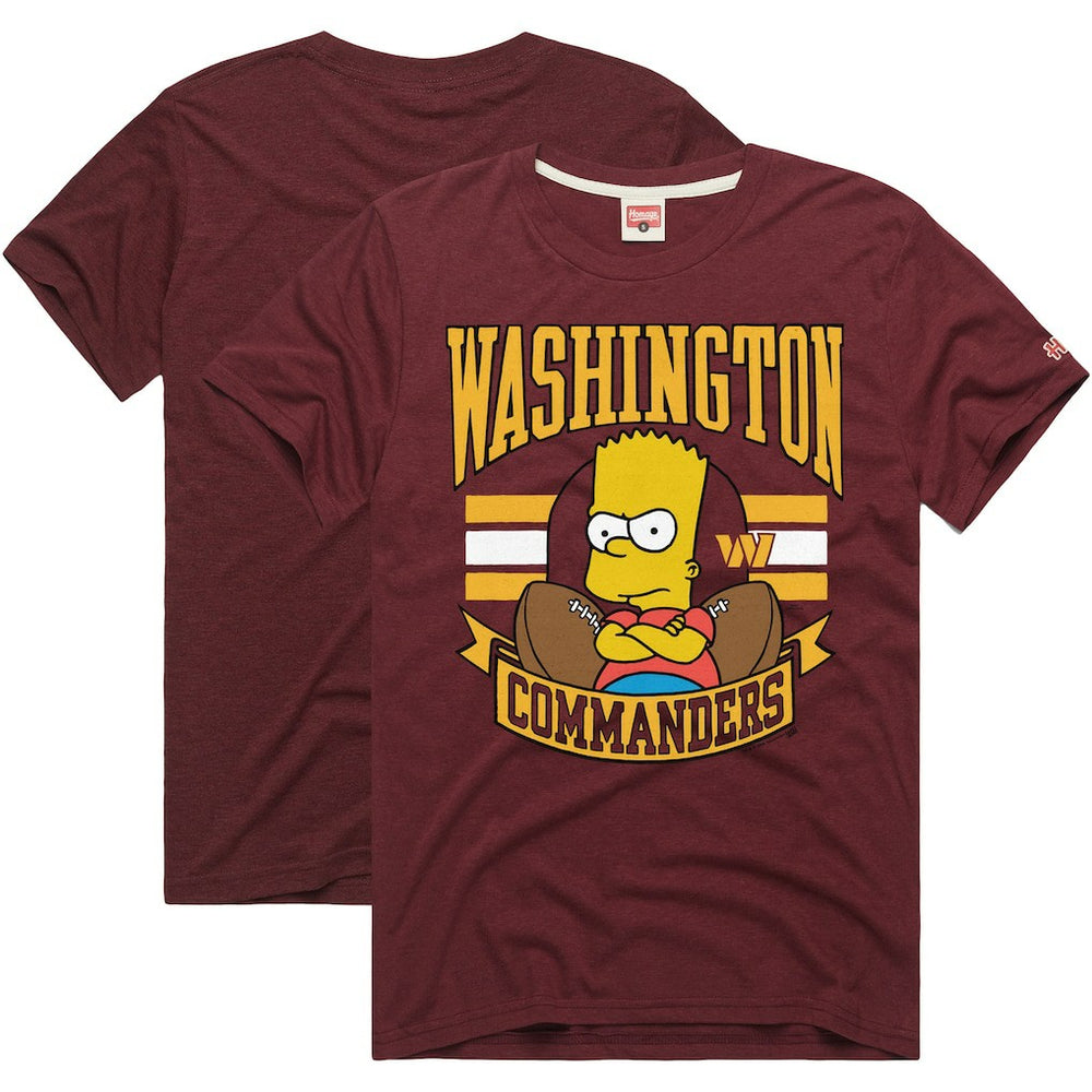 Washington Commanders Homage x The Simpsons Unisex Tri-Blend T-Shirt - Burgundy T-shirts