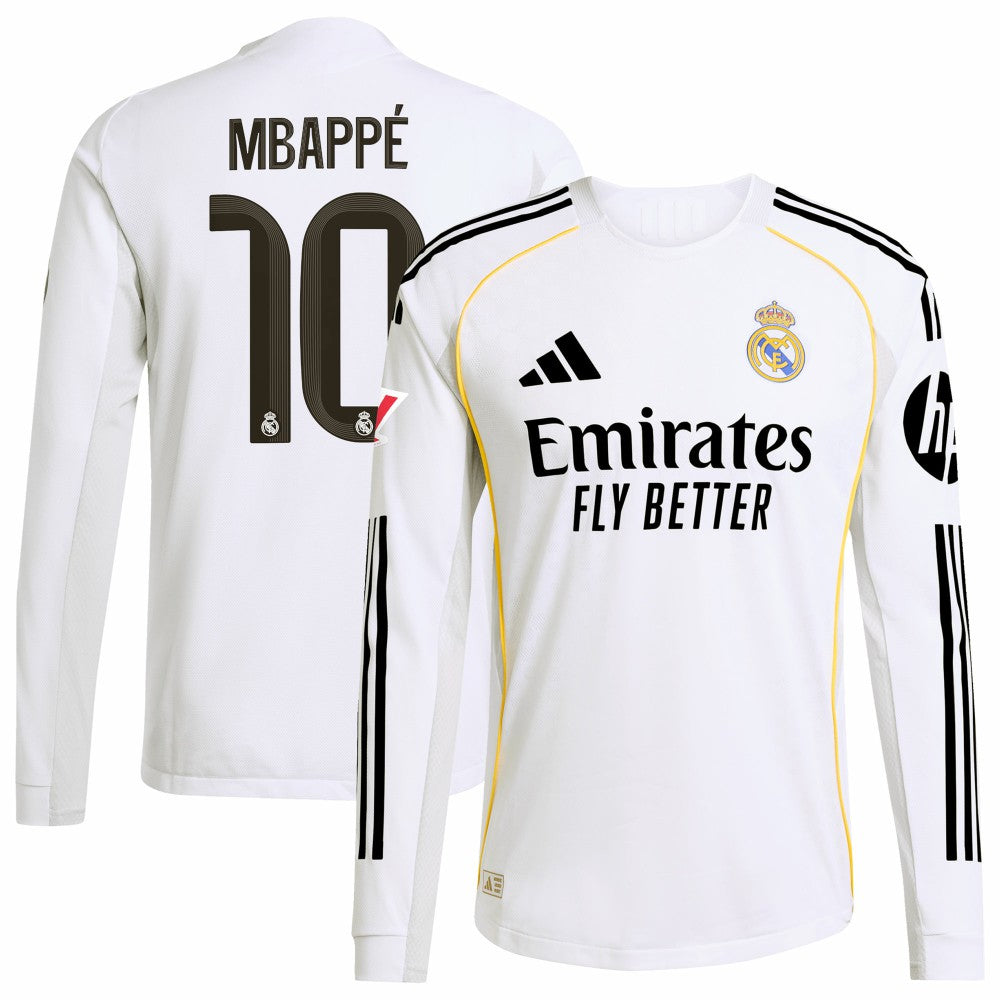 Kylian Mbappé Real Madrid 2025/26 Home Long Sleeve Player Jersey White - Adidas sale