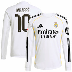 Kylian Mbappé Real Madrid 2025/26 Home Long Sleeve Player Jersey White - Adidas sale