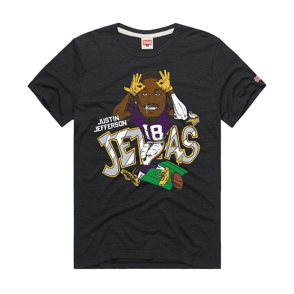 Justin Jefferson Minnesota Vikings Homage Unisex Caricature Player Graphic Tri-Blend T-Shirt - Charcoal T-shirts