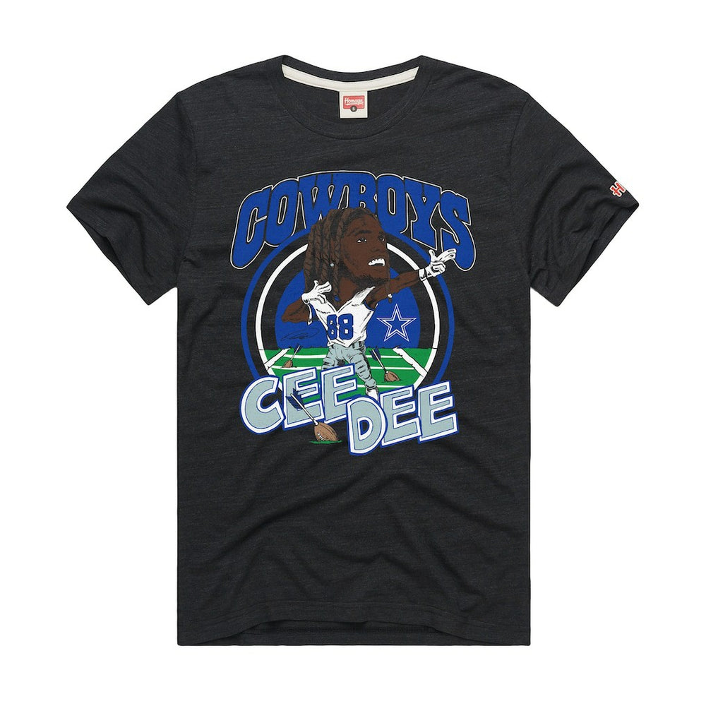CeeDee Lamb Dallas Cowboys Homage Unisex Caricature Player Graphic Tri-Blend T-Shirt - Charcoal T-shirts