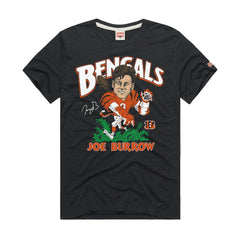 Joe Burrow Cincinnati Bengals Homage Unisex Caricature Player Graphic Tri-Blend T-Shirt - Charcoal T-shirts