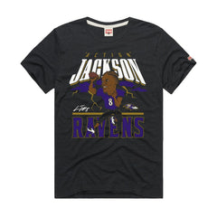 Lamar Jackson Baltimore Ravens Homage Unisex Caricature Player Graphic Tri-Blend T-Shirt - Charcoal T-shirts