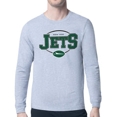 New York Jets Starter Team Track Graphic Long Sleeve T-Shirt - Heather Gray T-shirts