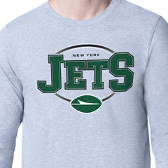 New York Jets Starter Team Track Graphic Long Sleeve T-Shirt - Heather Gray T-shirts