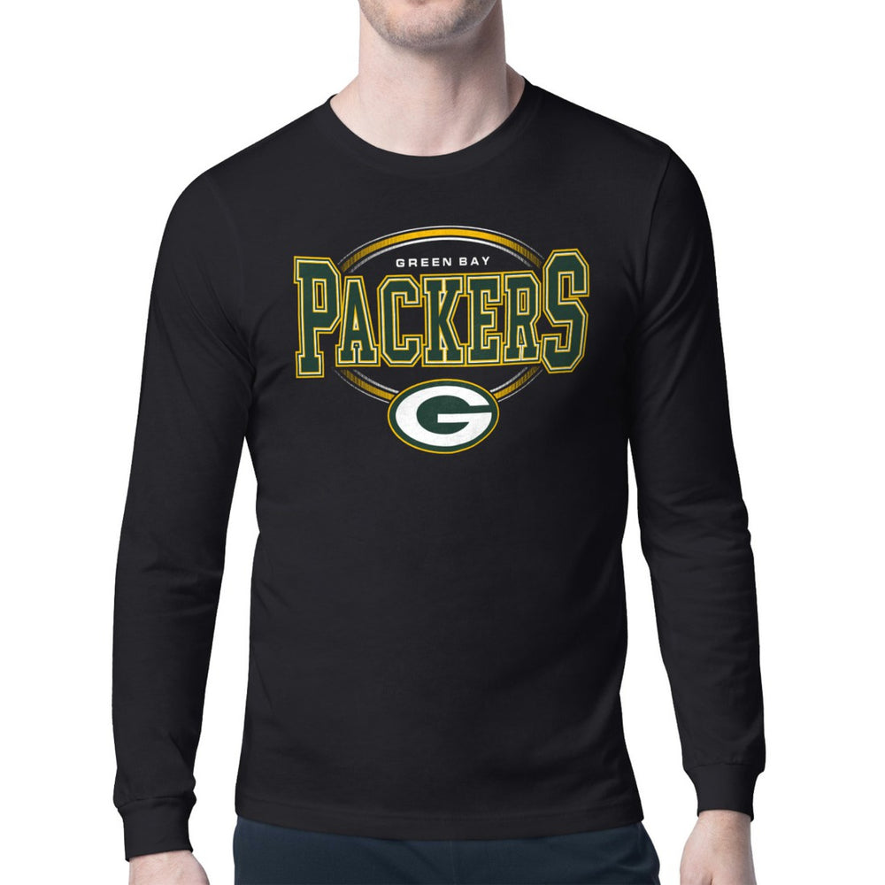 Green Bay Packers Starter Team Track Graphic Long Sleeve T-Shirt - Black T-shirts