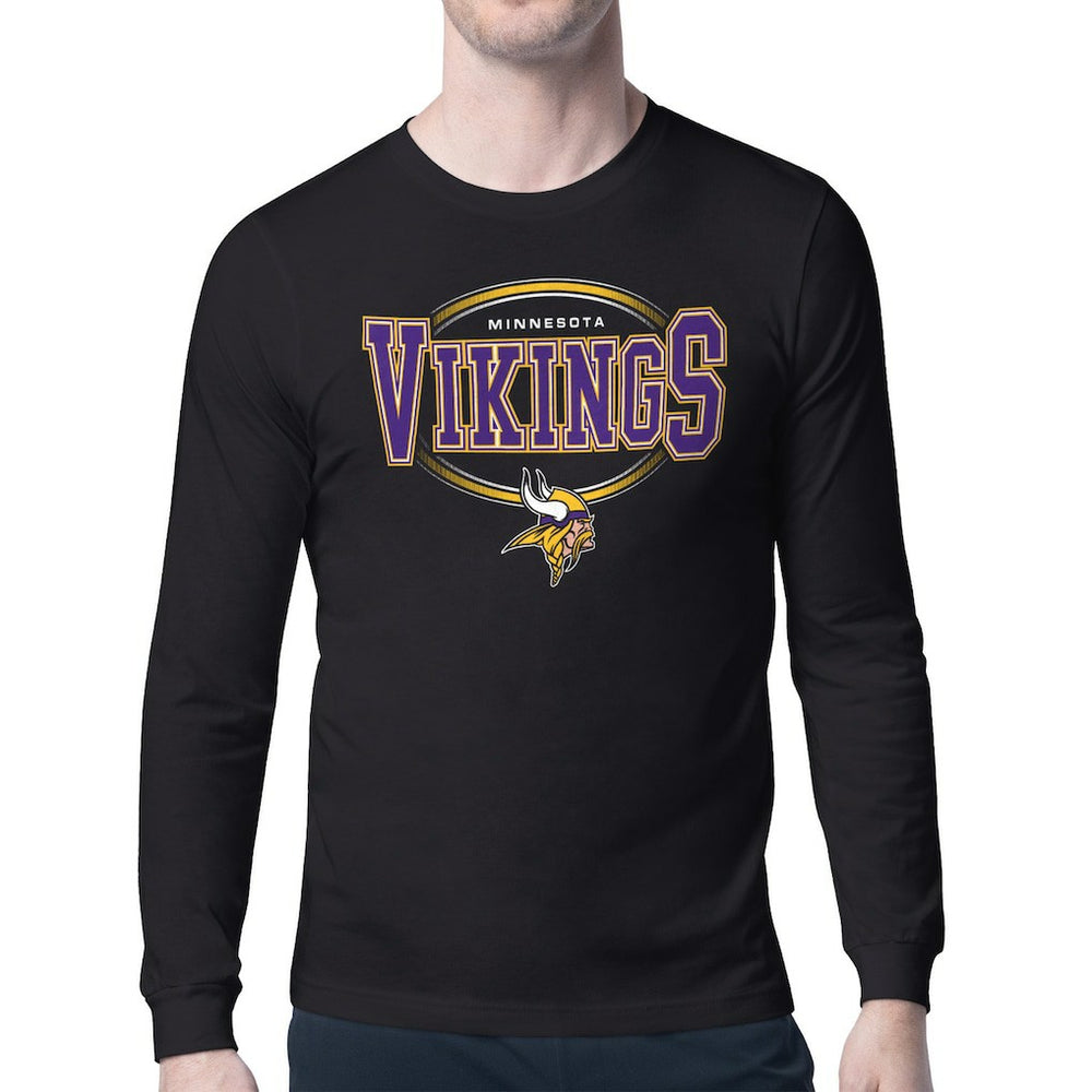 Minnesota Vikings Starter Team Track Graphic Long Sleeve T-Shirt - Black T-shirts